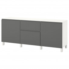 Доставка из Польши BESTA kombinacja z szufladami, bialy/Vasterviken/Stubbarp ciemnoszary, 180x42x74 cm ИКЕА-99421860, ЕВРОИКЕА Калининград