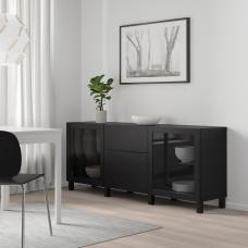 Доставка из Польши ⭐⭐⭐⭐⭐ BESTA kombinacja z szufladami, czarnybraz Lappviken/Sindvik/Stubbarp czarnobrazowe szklo przezroczyste, 180x42x74 cm,ИКЕА-19412671, Евро Икеа Калининград
