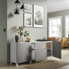 Доставка из Польши ⭐⭐⭐⭐⭐ BESTA kombinacja z szufladami, bialy Kallviken/jasnoszary imitacja betonu, 180x42x74 cm,ИКЕА-69440266, Евро Икеа Калининград