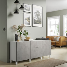 Доставка из Польши ⭐⭐⭐⭐⭐ BESTA kombinacja z szufladami, bialy Kallviken/jasnoszary imitacja betonu, 180x42x74 cm,ИКЕА-69440266, Евро Икеа Калининград