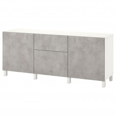 Доставка из Польши BESTA kombinacja z szufladami, bialy Kallviken/jasnoszary imitacja betonu, 180x42x74 cm ИКЕА-79421861, ЕВРОИКЕА Калининград