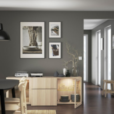 Доставка из Польши ⭐⭐⭐⭐⭐ BESTA kombinacja z szufladami, dab bejcowany na bialo Lappviken/Sindvik dab bejcowany bialo szk bezbarwne, 180x42x65 cm,ИКЕА-29325107, Евро Икеа Калининград