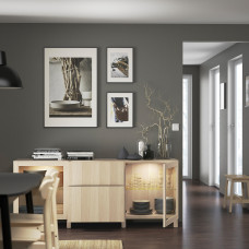 Доставка из Польши ⭐⭐⭐⭐⭐ BESTA kombinacja z szufladami, dab bejcowany na bialo Lappviken/Sindvik/Stubbarp dab bejcowany bialo szk bezbarwne, 180x42x74 cm,ИКЕА-29302691, Евро Икеа Калининград