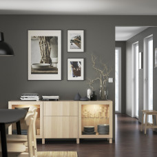 Доставка из Польши ⭐⭐⭐⭐⭐ BESTA kombinacja z szufladami, dab bejcowany na bialo Lappviken/Sindvik/Stubbarp dab bejcowany bialo szk bezbarwne, 180x42x74 cm,ИКЕА-29302691, Евро Икеа Калининград