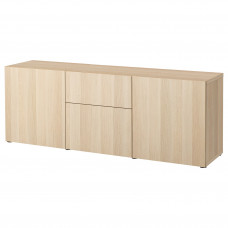 Доставка из Польши BESTA kombinacja z szufladami, dab bejcowany na bialo/Lappviken dab bejcowany na bialo, 180x42x65 cm ИКЕА-79412668, ЕВРОИКЕА Калининград