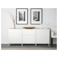 Доставка из Польши ⭐⭐⭐⭐⭐ BESTA kombinacja z szufladami, imitacja debu bejcowanego na bialo/Lappviken bialy, 180x40x74 cm,ИКЕА-29195672, Евро Икеа Калининград