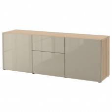 Доставка из Польши BESTA kombinacja z szufladami, dab bejcowany na bialo/Selsviken wysoki polysk bez, 180x42x65 cm ИКЕА-59412669, ЕВРОИКЕА Калининград