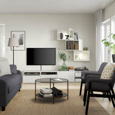 Доставка из Польши ⭐⭐⭐⭐⭐ BESTA kombinacja na TV/szklane drzwi, bialy/Hanviken biale szklo przezroczyste, 240x42x190 cm,ИКЕА-49411302, Евро Икеа Калининград