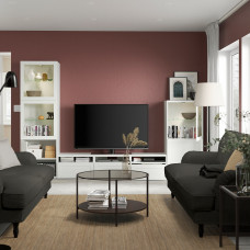 Доставка из Польши ⭐⭐⭐⭐⭐ BESTA kombinacja na TV/szklane drzwi, bialy/Hanviken biale szklo przezroczyste, 300x42x193 cm,ИКЕА-99406384, Евро Икеа Калининград