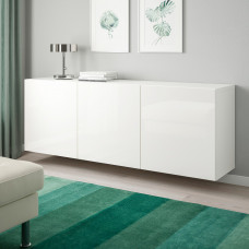 Доставка из Польши ⭐⭐⭐⭐⭐ BESTA kombinacja szafek sciennych, bialy/Selsviken polysk/biel, 180x42x64 cm,ИКЕА-99412484, Евро Икеа Калининград