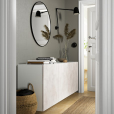 Доставка из Польши ⭐⭐⭐⭐⭐ BESTA kombinacja szafek sciennych, bialy Kallviken/jasnoszary imitacja betonu, 180x42x64 cm,ИКЕА-39421801, Евро Икеа Калининград