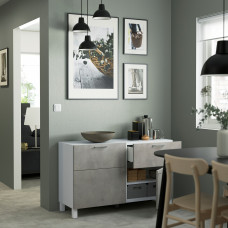Доставка из Польши ⭐⭐⭐⭐⭐ BESTA kombinacja regalowa z drzw/szuf, bialy Kallviken/Stubbarp/jasnoszary imitacja betonu, 120x42x74 cm,ИКЕА-79421521, Евро Икеа Калининград