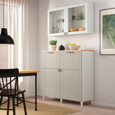 Доставка из Польши ⭐⭐⭐⭐⭐ BESTA kombinacja regalowa z drzw/szuf, bialy Sutterviken/Kabbarp/szarobezowy szklo bezbarwne, 120x42x240 cm,ИКЕА-59412805, Евро Икеа Калининград