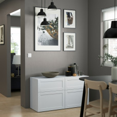 Доставка из Польши ⭐⭐⭐⭐⭐ BESTA kombinacja regalowa z drzw/szuf, bialy/Hanviken bialy, 120x42x65 cm,ИКЕА-99324642, Евро Икеа Калининград