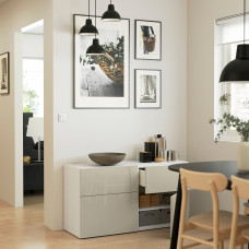 Доставка из Польши ⭐⭐⭐⭐⭐ BESTA kombinacja regalowa z drzw/szuf, bialy/Selsviken wysoki polysk bez, 120x42x65 cm,ИКЕА-29412637, Евро Икеа Калининград
