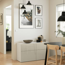 Доставка из Польши ⭐⭐⭐⭐⭐ BESTA kombinacja regalowa z drzw/szuf, bialy/Selsviken wysoki polysk bez, 120x42x65 cm,ИКЕА-29412637, Евро Икеа Калининград