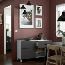 Доставка из Польши ⭐⭐⭐⭐⭐ BESTA kombinacja regalowa z drzw/szuf, bialy/Vasterviken/Stubbarp ciemnoszary, 120x42x74 cm,ИКЕА-49421532, Евро Икеа Калининград