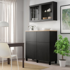 Доставка из Польши ⭐⭐⭐⭐⭐ BESTA kombinacja regalowa z drzw/szuf, czarnybraz Lappviken/Sindvik/Stubbarp czarnobrazowe szklo przezroczyste, 120x42x240 cm,ИКЕА-59440653, Евро Икеа Калининград