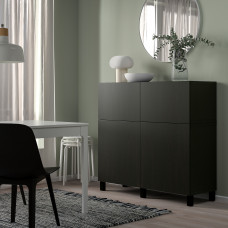 Доставка из Польши ⭐⭐⭐⭐⭐ BESTA kombinacja regalowa z drzw/szuf, czarnybraz/Lappviken/Stubbarp czarnybraz, 120x42x112 cm,ИКЕА-09480806, Евро Икеа Калининград