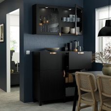 Доставка из Польши ⭐⭐⭐⭐⭐ BESTA kombinacja regalowa z drzw/szuf, czarnybraz/Lappviken/Stubbarp czarnobrazowe szklo przezroczyste, 120x42x213 cm,ИКЕА-09412493, Евро Икеа Калининград