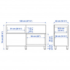 Доставка из Польши ⭐⭐⭐⭐⭐ BESTA kombinacja regalowa z drzw/szuf, czarnybraz Hedeviken/Stubbarp/ciemnobrazowy bejcowana okleina debowa, 120x42x74 cm,ИКЕА-39421518, Евро Икеа Калининград