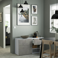 Доставка из Польши ⭐⭐⭐⭐⭐ BESTA kombinacja regalowa z drzw/szuf, bialy Kallviken/jasnoszary imitacja betonu, 120x42x65 cm,ИКЕА-19417857, Евро Икеа Калининград