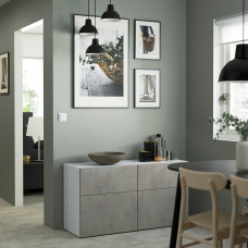 Доставка из Польши ⭐⭐⭐⭐⭐ BESTA kombinacja regalowa z drzw/szuf, bialy Kallviken/jasnoszary imitacja betonu, 120x42x65 cm,ИКЕА-19417857, Евро Икеа Калининград