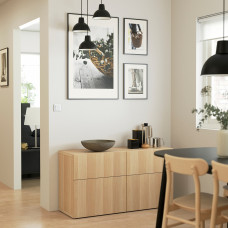 Доставка из Польши ⭐⭐⭐⭐⭐ BESTA kombinacja regalowa z drzw/szuf, dab bejcowany na bialo/Lappviken dab bejcowany na bialo, 120x42x65 cm,ИКЕА-69412640, Евро Икеа Калининград