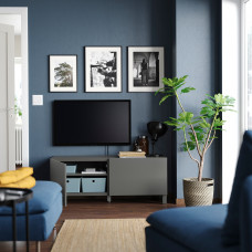 Доставка из Польши ⭐⭐⭐⭐⭐ BESTA lawa TV z drzwiami, ciemnoszary/Lappviken/Stubbarp ciemnoszary, 120x42x48 cm,ИКЕА-49504607, Евро Икеа Калининград