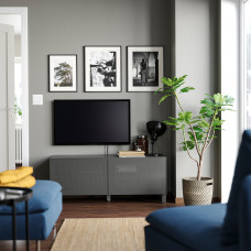 Доставка из Польши ⭐⭐⭐⭐⭐ BESTA lawa TV z drzwiami, ciemnoszary/Mortviken/Stubbarp ciemnoszary, 120x42x48 cm,ИКЕА-59504598, Евро Икеа Калининград