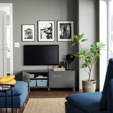 Доставка из Польши ⭐⭐⭐⭐⭐ BESTA lawa TV z drzwiami, ciemnoszary/Mortviken/Stubbarp ciemnoszary, 120x42x48 cm,ИКЕА-59504598, Евро Икеа Калининград