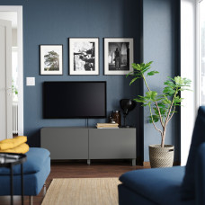 Доставка из Польши ⭐⭐⭐⭐⭐ BESTA lawa TV z drzwiami, ciemnoszary/Vasterviken/Stubbarp ciemnoszary, 120x42x48 cm,ИКЕА-79508048, Евро Икеа Калининград