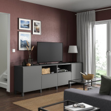 Доставка из Польши ⭐⭐⭐⭐⭐ BESTA lawa TV z drzwiami i szufladami, ciemnoszary/Vasterviken/Stubbarp ciemnoszary, 240x42x74 cm,ИКЕА-79507888, Евро Икеа Калининград