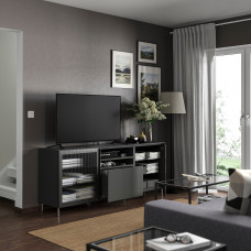 Доставка из Польши ⭐⭐⭐⭐⭐ BESTA lawa TV z szufladami, ciemnoszary Lappviken/Fallsvik antracyt, 180x42x74 cm,ИКЕА-89556029, Евро Икеа Калининград