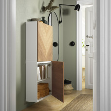 Доставка из Польши ⭐⭐⭐⭐⭐ BESTA szafka sc/2 drzwi, bialy/Hedeviken okl deb, 60x22x128 cm,ИКЕА-69421970, Евро Икеа Калининград