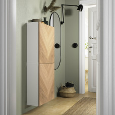 Доставка из Польши ⭐⭐⭐⭐⭐ BESTA szafka sc/2 drzwi, bialy/Hedeviken okl deb, 60x22x128 cm,ИКЕА-69421970, Евро Икеа Калининград
