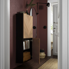 Доставка из Польши ⭐⭐⭐⭐⭐ BESTA szafka sc/2 drzwi, czarnybraz/Hedeviken okl deb, 60x22x128 cm,ИКЕА-29421967, Евро Икеа Калининград