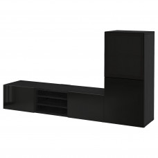 Доставка из Польши ⭐⭐⭐⭐⭐ BESTA kombinacja na TV/szklane drzwi, czarnybraz/Selsviken wysoki polysk/czarny dymione szklo, 240x42x129 cm,ИКЕА-49406305, Евро Икеа Калининград