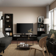 Доставка из Польши ⭐⭐⭐⭐⭐ BESTA kombinacja na TV/szklane drzwi, czarnybraz/Selsviken polysk/czarne przezroczyste szklo, 300x42x193 cm,ИКЕА-79406380, Евро Икеа Калининград