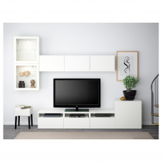 Доставка из Польши ⭐⭐⭐⭐⭐ BESTA kombinacja na TV/szklane drzwi, bialy/Lappviken biale szklo przezroczyste, 300x42x211 cm,ИКЕА-19406726, Евро Икеа Калининград