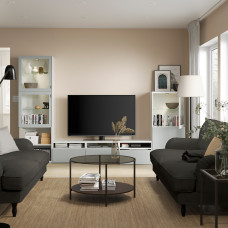 Доставка из Польши ⭐⭐⭐⭐⭐ BESTA kombinacja na TV/szklane drzwi, bialy Glassvik/Selsviken jasny szaroniebieski, 300x42x193 cm,ИКЕА-19435960, Евро Икеа Калининград