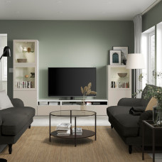Доставка из Польши ⭐⭐⭐⭐⭐ BESTA kombinacja na TV/szklane drzwi, bialy Sindvik/Lappviken jasnoszary/bezowy, 300x42x193 cm,ИКЕА-99435961, Евро Икеа Калининград