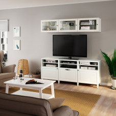 Доставка из Польши ⭐⭐⭐⭐⭐ BESTA kombinacja na TV/szklane drzwi, bialy/Smeviken/Kabbarp biale szklo przezroczyste, 180x42x192 cm,ИКЕА-69408676, Евро Икеа Калининград