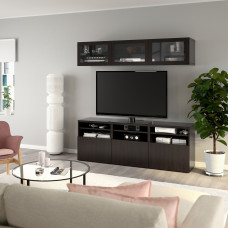 Доставка из Польши ⭐⭐⭐⭐⭐ BESTA kombinacja na TV/szklane drzwi, czarnybraz/Lappviken czarnobrazowe szklo przezroczyste, 180x42x192 cm,ИКЕА-49407003, Евро Икеа Калининград