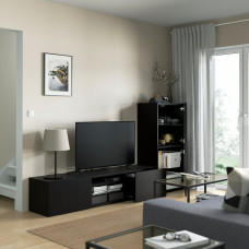 Доставка из Польши ⭐⭐⭐⭐⭐ BESTA kombinacja na TV/szklane drzwi, czarnybraz/Lappviken czarnobrazowe szklo przezroczyste, 240x42x129 cm,ИКЕА-79406257, Евро Икеа Калининград