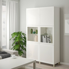 Доставка из Польши ⭐⭐⭐⭐⭐ BESTA regal/szklane drzwi, biale szklo przezroczyste Sindvik/Hanviken/Stubbarp bezowy, 120x42x202 cm,ИКЕА-39424456, Евро Икеа Калининград