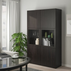 Доставка из Польши ⭐⭐⭐⭐⭐ BESTA regal/szklane drzwi, czarnybraz Lappviken/Sindvik czarnobrazowe szklo przezroczyste, 120x42x193 cm,ИКЕА-79059262, Евро Икеа Калининград
