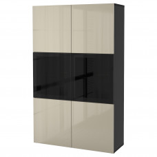 Доставка из Польши BESTA regal/szklane drzwi, czarnybraz/Selsviken wysoki polysk/ bez szklo bezbarwne, 120x42x193 cm ИКЕА-59124758, ЕВРОИКЕА Калининград