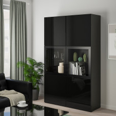 Доставка из Польши ⭐⭐⭐⭐⭐ BESTA regal/szklane drzwi, czarnybraz/Selsviken polysk/czarne przezroczyste szklo, 120x42x193 cm,ИКЕА-59059461, Евро Икеа Калининград