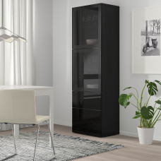 Доставка из Польши ⭐⭐⭐⭐⭐ BESTA regal/szklane drzwi, czarnybraz/Selsviken polysk/czarne przezroczyste szklo, 60x42x193 cm,ИКЕА-69301109, Евро Икеа Калининград